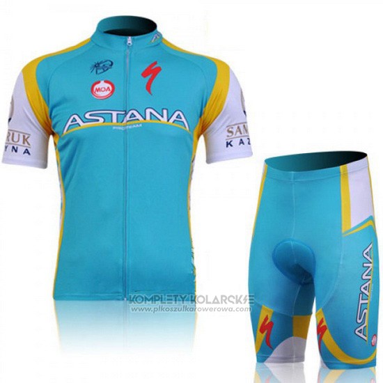 2011 Odziez Rowerowa Astana Niebieskie Niebo Krotkie Rekawy i Rowerowe Szelkach